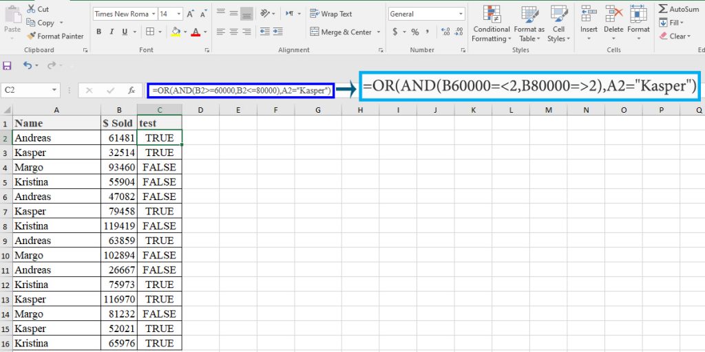 How to use the OR and AND functions in Excel