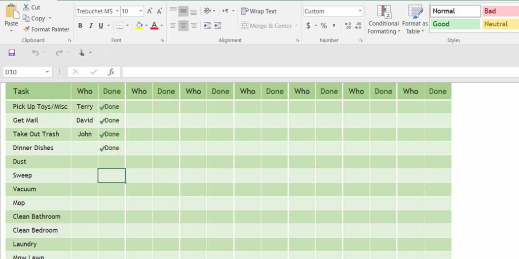 customize the schedule template