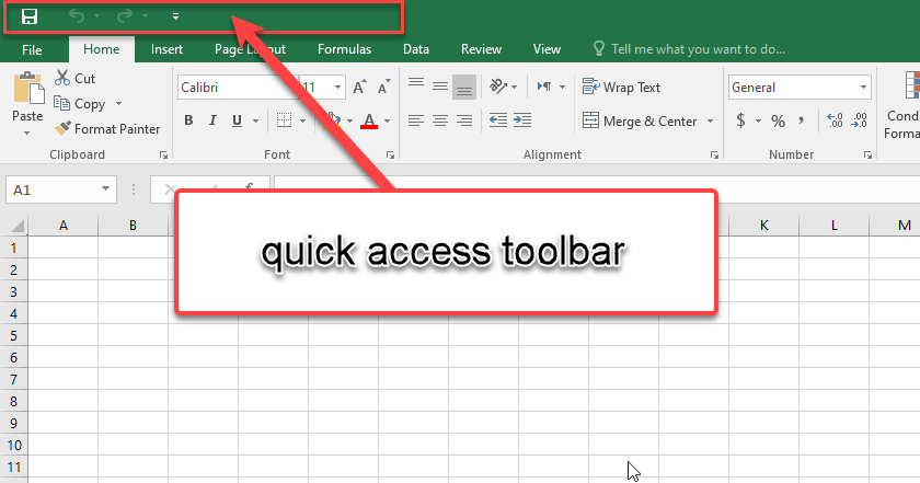 Quick Access Toolbar in excel