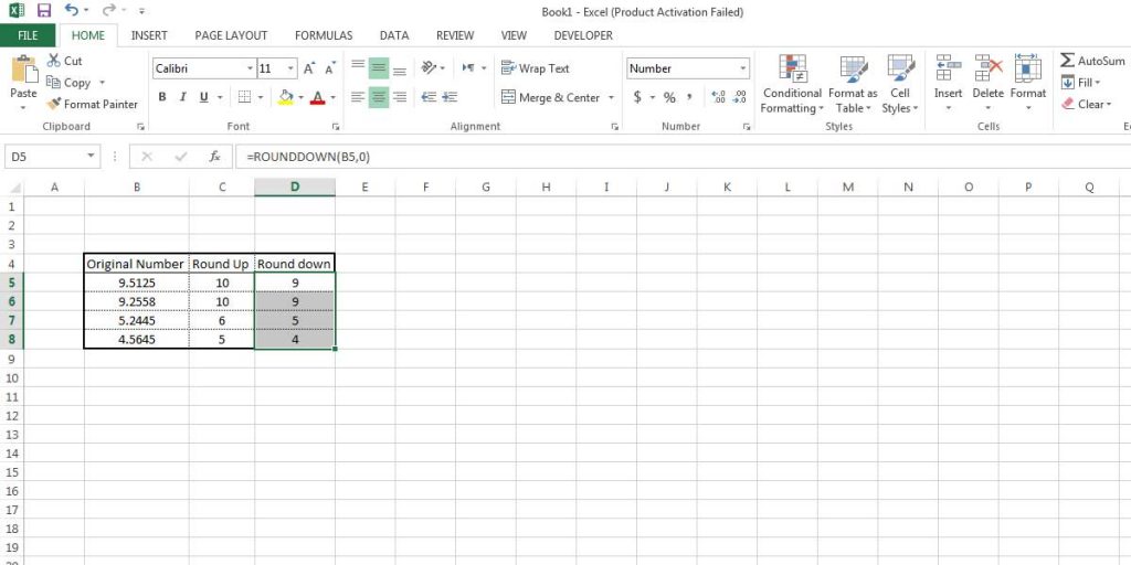 See the difference between Round Up and Round Down functions in Excel.