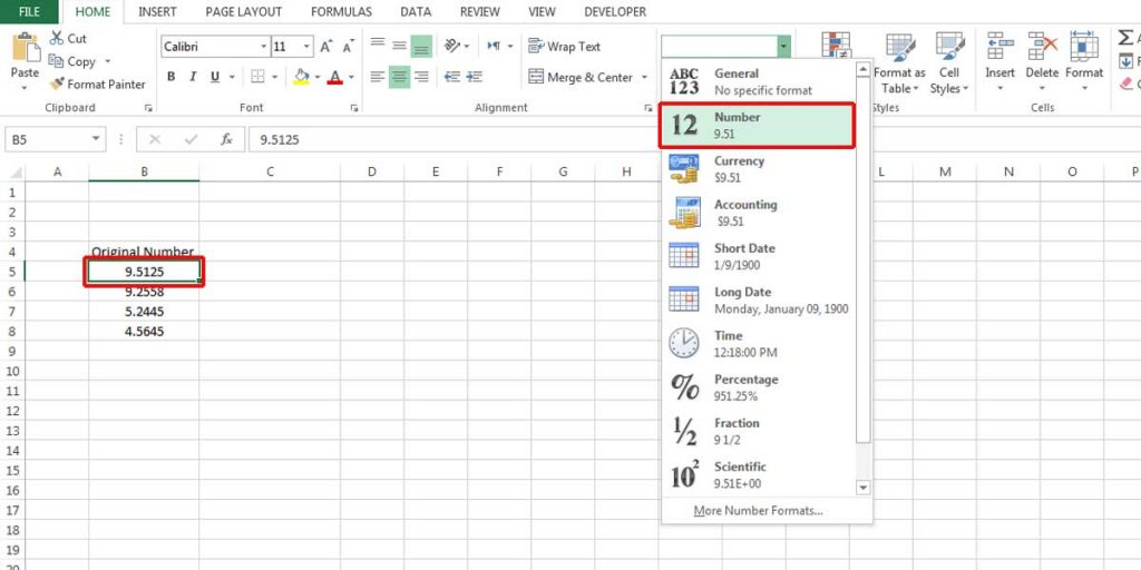 Round function in Excel.