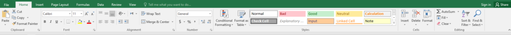 the excel ribbon