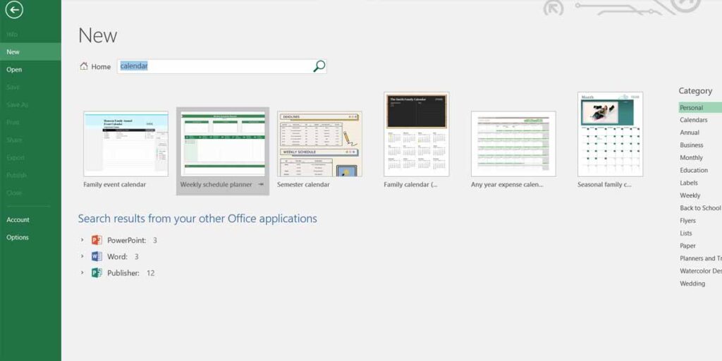 weekly schedule predefined templates
