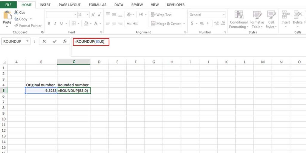 You can write the preferred rounding function in the formula bar.